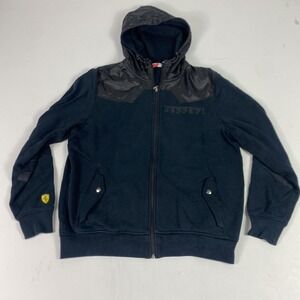 Scuderia Ferrari Jacket Mens Large Blue F1 Racing Hooded Zip Puma Sweatshirt